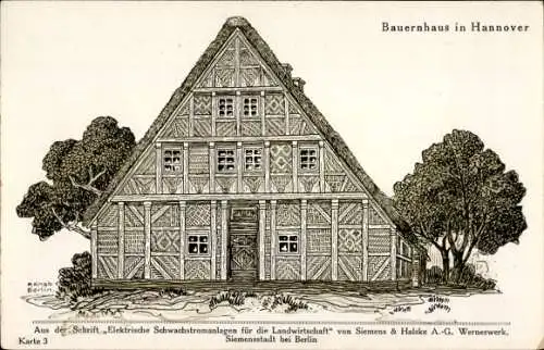 Künstler Ak Bauernhaus in Hannover, Fachwerkhaus
