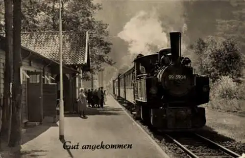 Ak Gut angekommen, Dampflok 99 5904, Bahnhof