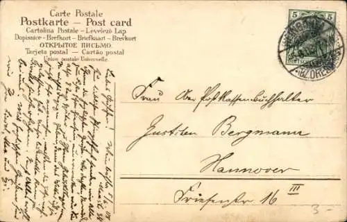 Litho Fröhliche Pfingsten, Kind mit Blütenzweigen