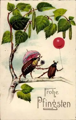 Ak Frohe Pfingsten, Maikäfer