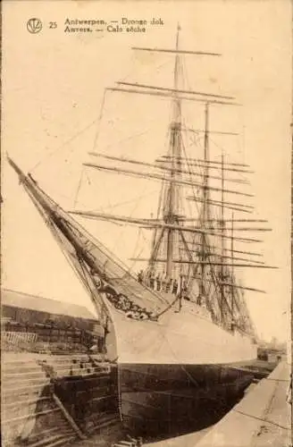 Ak Anvers Antwerpen Flandern, Hafenansicht mit Segelschiff,  Belgien