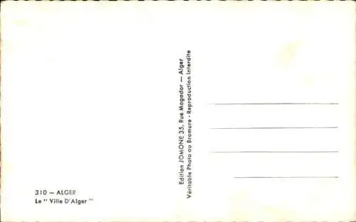 CPA Alger Alger Algérie, Le Ville D'Alger