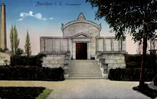 Ak Zwickau in Sachsen, Blick auf das Krematorium