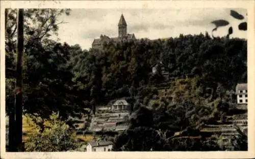 Ak Clervaux Clerf Luxembourg, Abbey of  Hügel, Bäume, Landschaft, Häuser