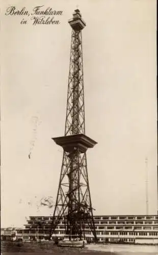 Ak Berlin Charlottenburg Witzleben, Funkturm in Witzleben, 138 m hoch, Restaurant auf 52 m, elekt