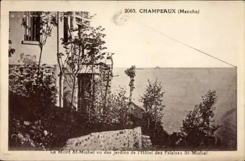 Ak Champeaux Manche, Mont St-Michel, Gärten des Hotels