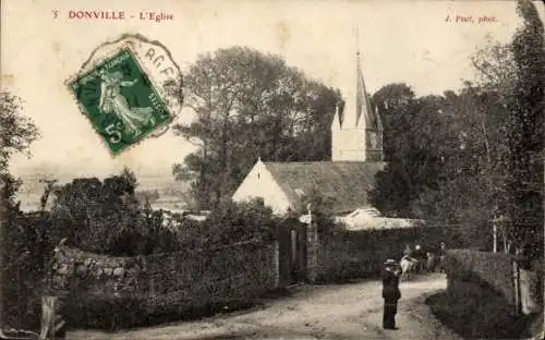 Ak Donville les Bains Manche, Kirche