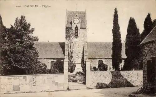 Ak Carolles Plage Jullouville Manche, Kirche