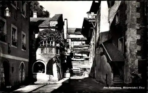 Ak Rattenberg in Tirol, Cafe, Malerwinkel, enge Gasse,  Gebäude