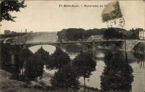 Ak Saint Ouen Seine Saint Denis, Panorama de l'Ile, Brücke