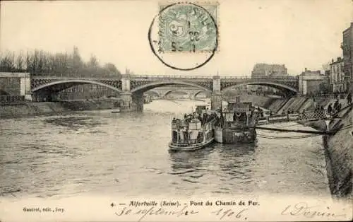 Ak Alfortville Val de Marne, Pont du Chemin de Fer