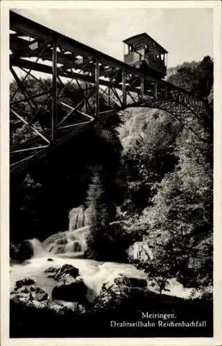 Ak Meiringen Kanton Bern, Gorge de l'Aare, Aareschlucht, Drahtseilbahn, Reichenbachfall, Wasserfa