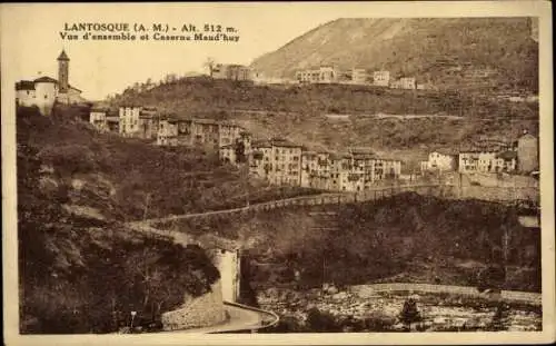 Ak Lantosque Alpes Maritimes, Panoramablick auf  Gebäude und Caserne Maud'huy