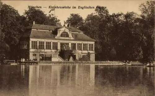 Ak München, Englischer Garten, Kleinhesseloher See, Haus am Wasser, Englischer Garten, Kleinhesse