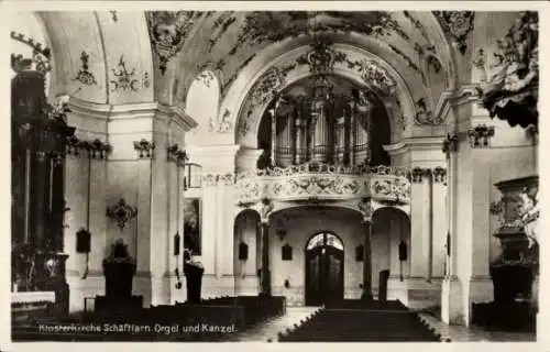 Ak Schäftlarn Oberbayern, Klosterkirche, Orgel, Kanzel