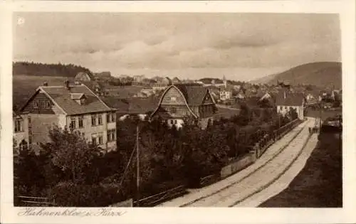 Ak Hahnenklee Bockswiese Goslar im Harz, Landschaftsansicht, Häuser, Straße, Wolken, ländliche Um