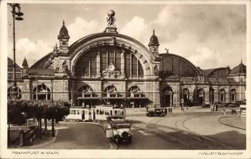 Ak Frankfurt am Main, Frankfurter Hauptbahnhof,  Architektur, Straßenbahn, Autos