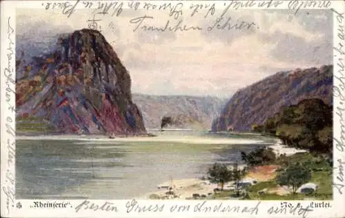 Ak Andernach am Rhein, Alkerhof, Landschaft mit Fluss, Berge, Bäume, malerische Ansicht, alte 