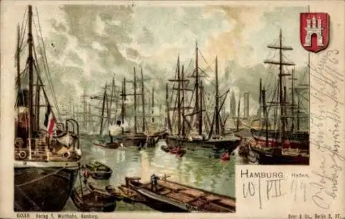 Litho Hamburg Mitte Altstadt, Hafen, Segelschiffe