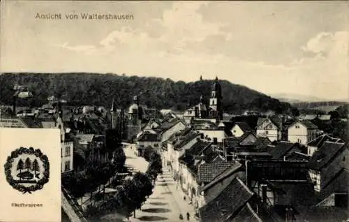 Ak Waltershausen in Thüringen, Stadtansicht,  Stadtwappen