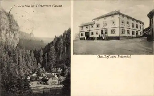 Ak Tambach Dietharz Thüringer Wald, Fels Falkenstein, Gasthof zum Felsental