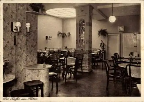 Ak Lippstadt in Westfalen, Innenraum eines Cafés, Tische und Stühle, dekorative Elemente