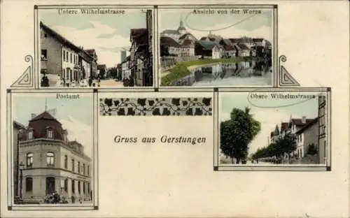 Ak Gerstungen in Thüringen, Vier Ansichten von  Gruss aus  Postamt