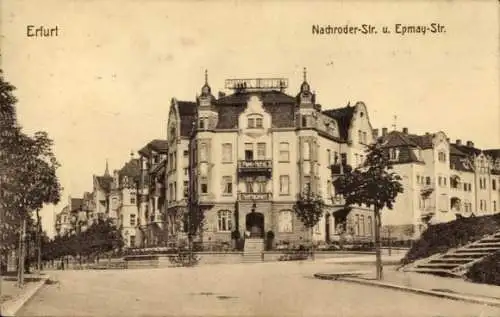 Ak Erfurt in Thüringen, Vorderansicht von Gebäuden, Nachroder-Str., Epmay-Str., Bäume