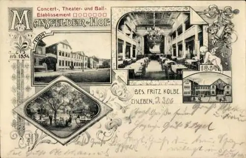 Ak Lutherstadt Eisleben, Mansfelder Hof, Konzertsaal, Theater, Ballsaal, Fritz Kolbe, Eisleben