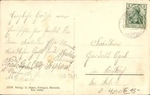 Ak Calzendorf Kalzendorf Steigra Saalekreis, Wasserturm, Ortsrichteramt, Kirche, Schule, Gasthaus