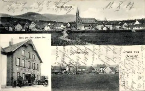 Ak Urmatt Elsass Bas Rhin, Hotel zur Post Albert Riss, Totalansicht, Gruss aus Urmatt