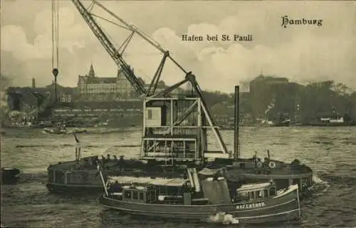 Ak Hamburg Mitte St Pauli, Heiligengeistfeld, Heiligen-Geist-Feld, Hafen bei St. Pauli, kran, Sch