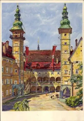 Ak Klagenfurt am Wörthersee Kärnten, Aquarell von Prof. Hans Kleinert, Landhaus mit Wappensaal...