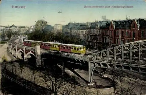 Ak Hamburg Hohenfelde, Mundsburgerdamm, Hochbahnstrecke