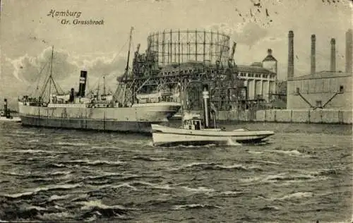 Ak Hamburg Mitte Grasbrook, Schiff, Gr. Grassbrock
