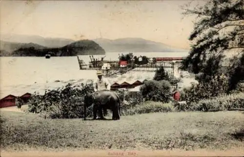 Ak Sabang Indonesien, Elefant, Person, Strand, Hütten