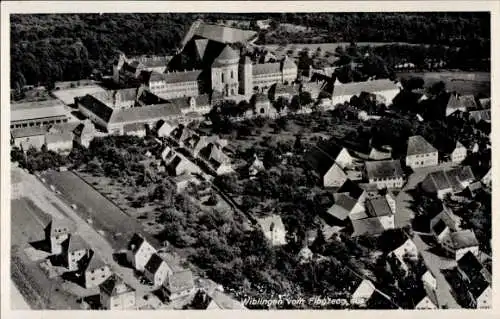 Ak Wiblingen Ulm an der Donau Baden, Luftaufnahme von Wiblingen, Kloster, umliegende Siedlungen, 