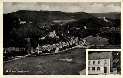 Ak Donaustauf in der Oberpfalz, Landschaftsaufnahme, Dorfansicht, Gauben, Gasthof, Berglandschaft