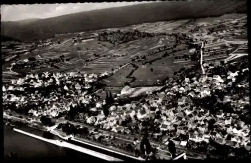 Ak Faulbach am Main Unterfranken, Luftaufnahme von Faulbach, ländliche Umgebung, Straße, Fluss, H