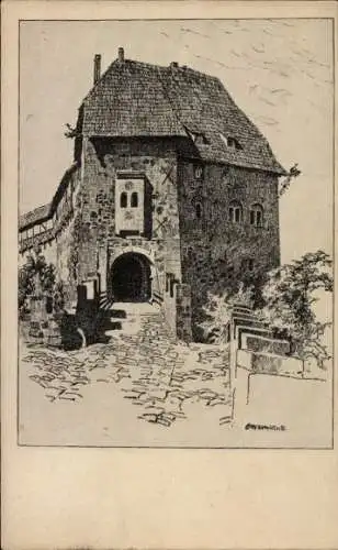 Ak Lutherstadt Eisenach in Thüringen, Wartburg, Burgtor