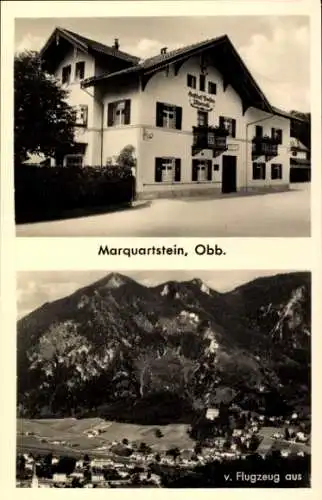 Ak Marquartstein im Chiemgau Oberbayern, Gasthof u. Pension Alpenrose, Landschaftsaufnahme, Flugz