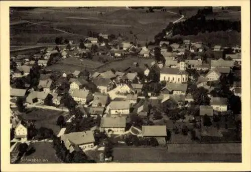 Ak Schwabsoien in Oberbayern, Luftaufnahme von  ländlicher Ort,  Architektur