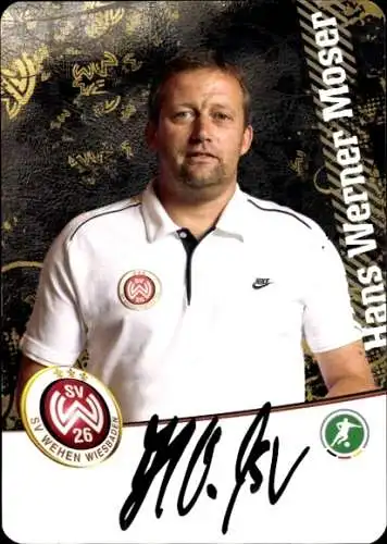Autogrammkarte Trainer Hans Werner Moser, SV Wehen Wiesbaden, Autogramm