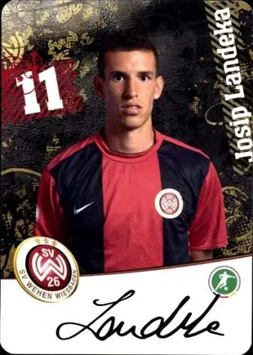 Autogrammkarte Fußballer Josip Landeka, SV Wehen Wiesbaden, Autogramm