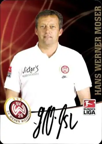 Autogrammkarte Co Trainer Hans Werner Moser, SV Wehen Wiesbaden, Autogramm