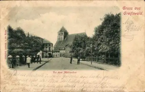 Ak Hansestadt Greifswald, Mühlentor