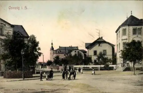 Ak Coswig in Sachsen, Straße, Passanten