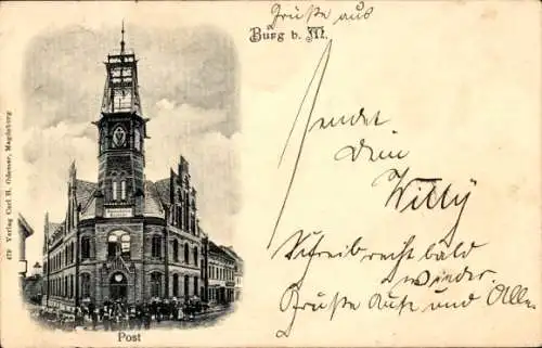 Ak Burg bei Magdeburg, Post