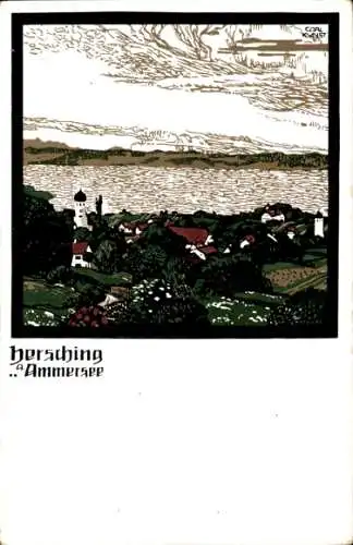 Künstler Ak Kunst, C., Hersching am Ammersee, Gesamtansicht