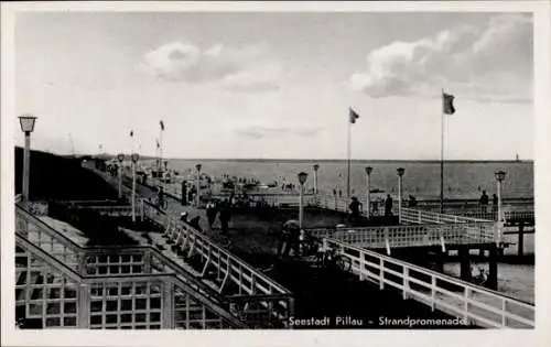 Ak Baltijsk Pillau Ostpreußen, Strandpromenade